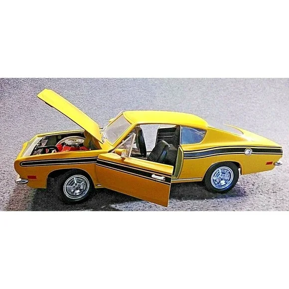 Road Signature 1969 Plymouth Cuda Barracuda 1:18 Scale Diecast Model Car Yellow - Picture 7 of 12